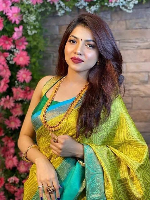 Beautiful Art Silk Jacquard Border Saree With Unstitched Running Blouse