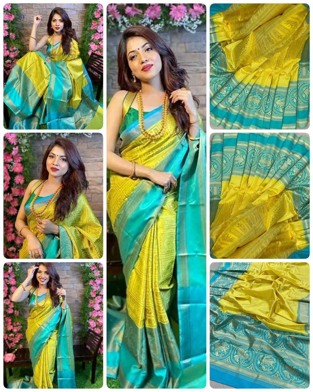 Beautiful Art Silk Jacquard Border Saree With Unstitched Running Blouse