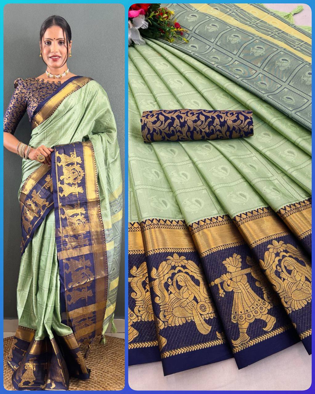 We Launching mercerised cotton silk in Exclusive border Self Viewing design