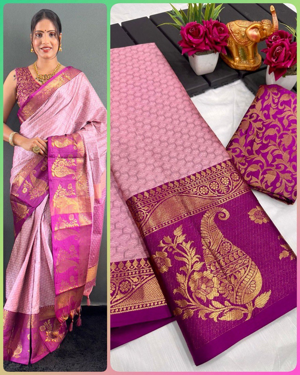 We Launching mercerised cotton silk in Exclusive border Self Viewing design
