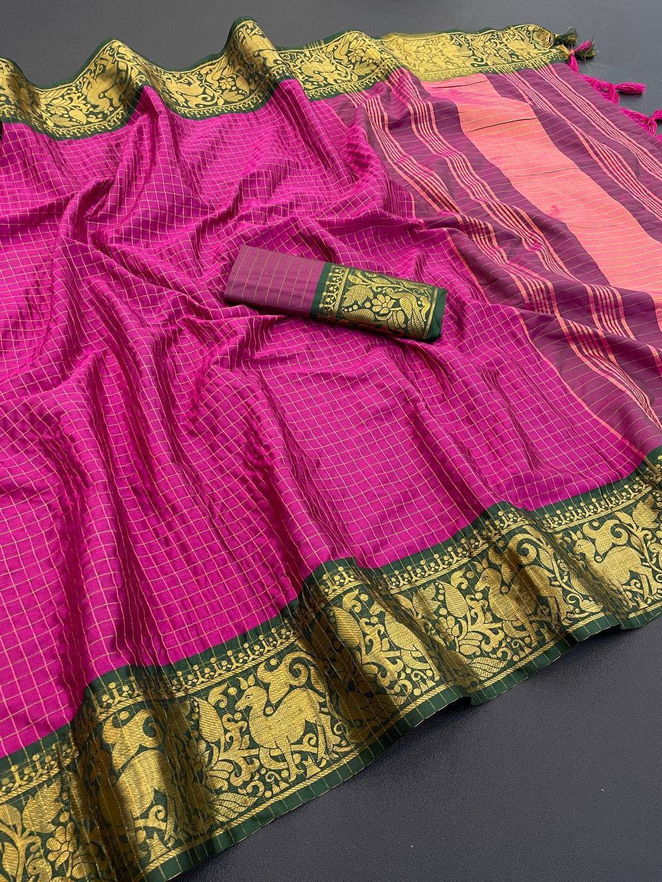 We Launching mercerised cotton silk in Exclusive border Self Viweing design