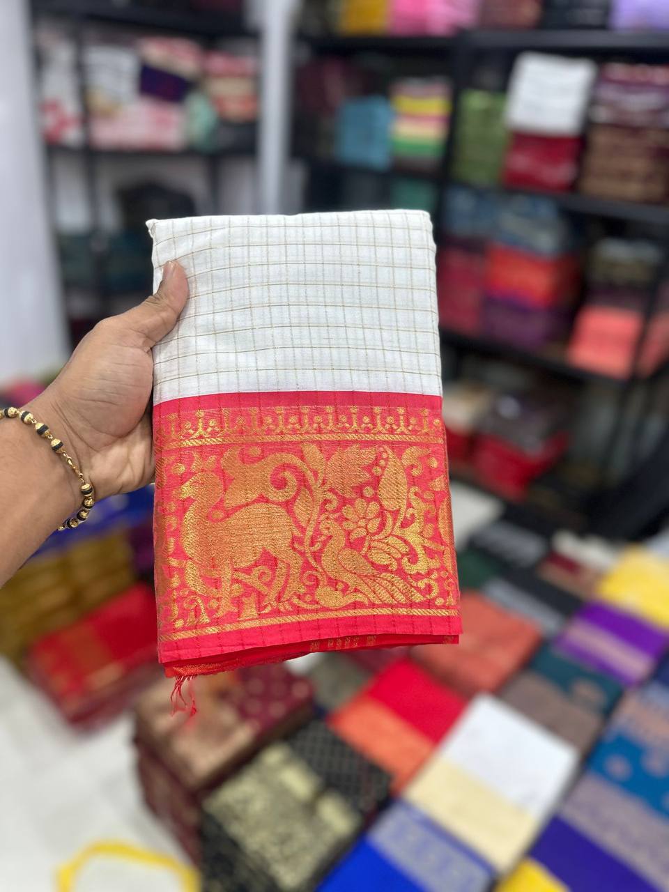 We Launching mercerised cotton silk in Exclusive border Self Viweing design