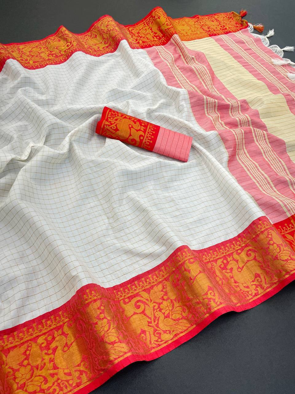 We Launching mercerised cotton silk in Exclusive border Self Viweing design