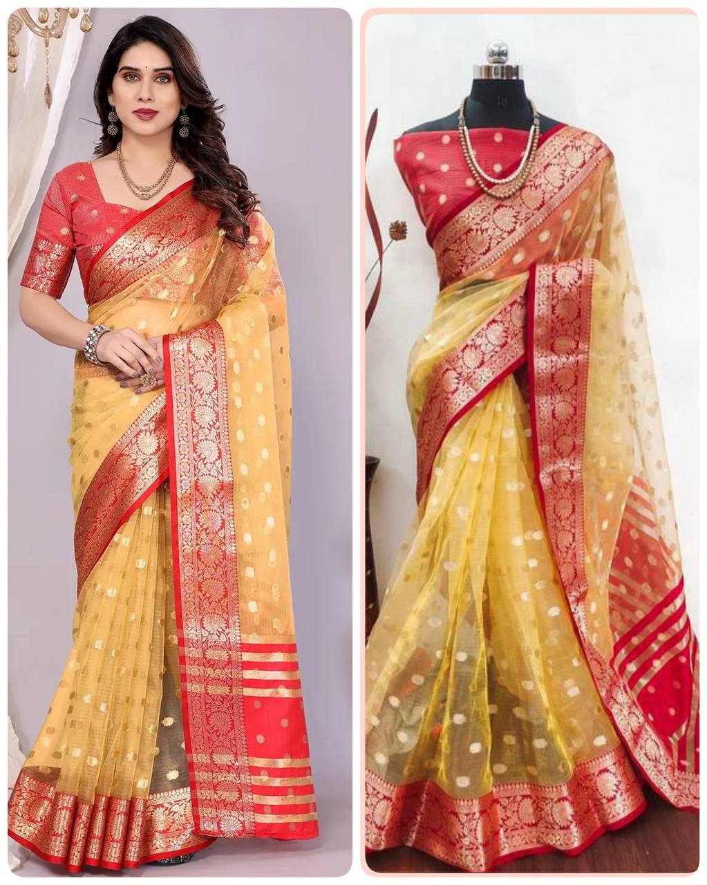 Pure Handloom Pure Kanchivaram Tissue Silk Sarees with antique Jari