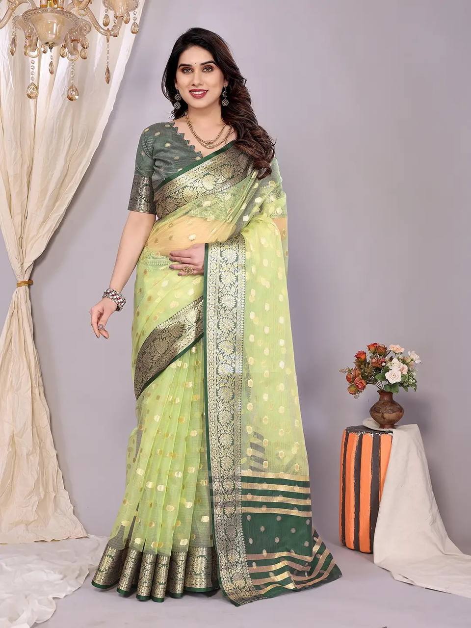 Pure Handloom Pure Kanchivaram Tissue Silk Sarees with antique Jari