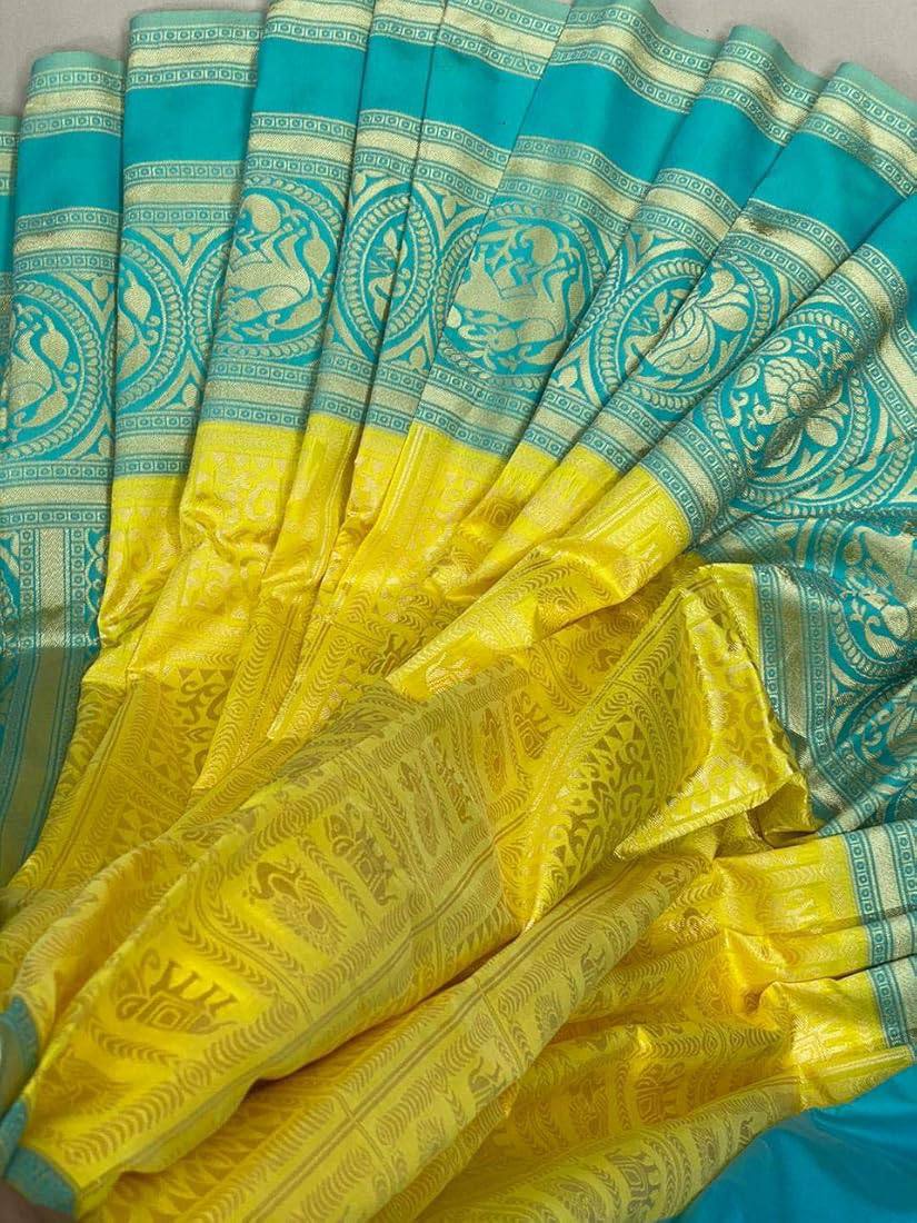 Beautiful Art Silk Jacquard Border Saree With Unstitched Running Blouse