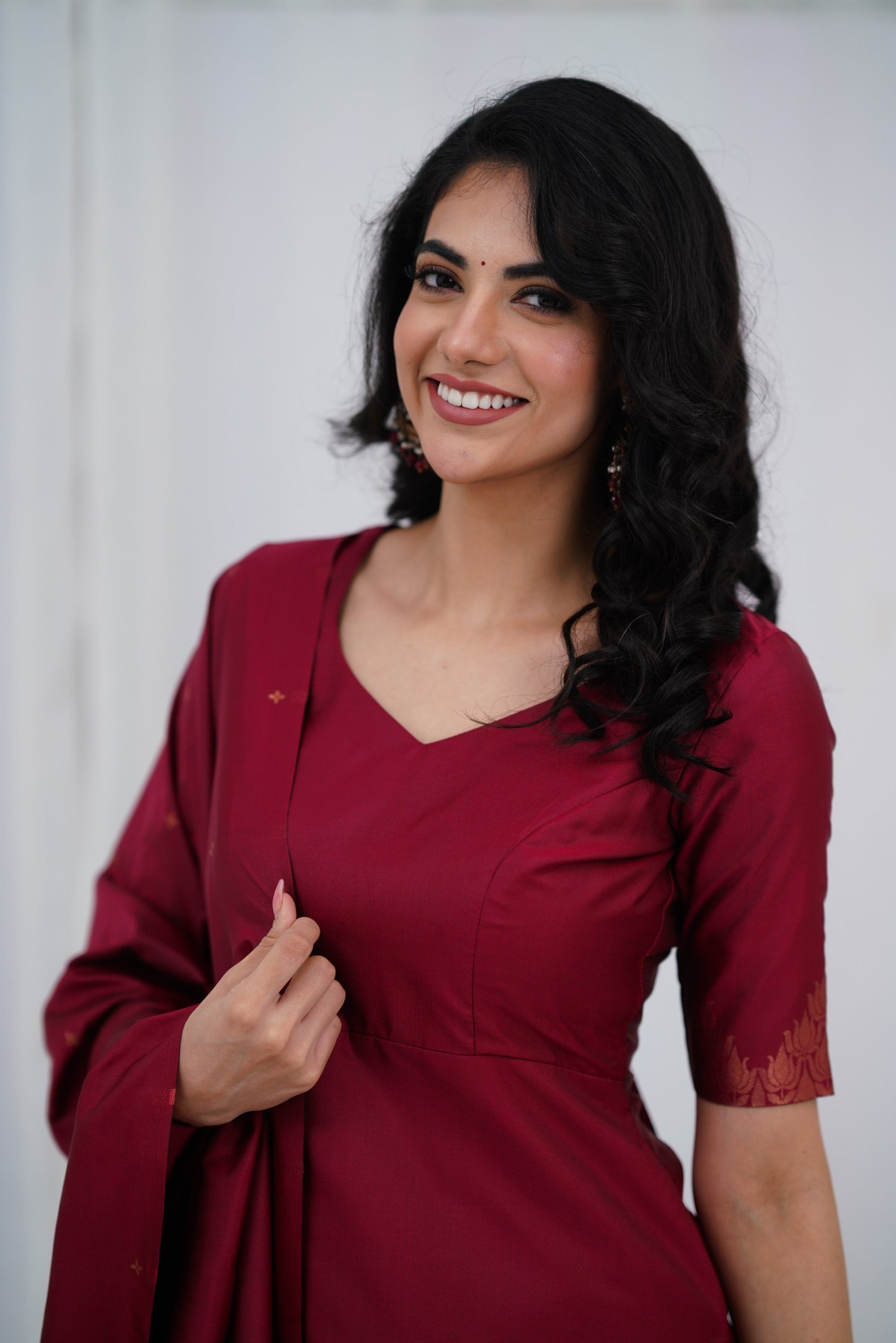 Graceful Pink Straight Cut Kurti Pant Set with Golden Zari Detailing & Matching Dupatta