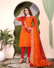 New Designer Silk Cotton Kurti and Dupatta with Intricate Weaving Work