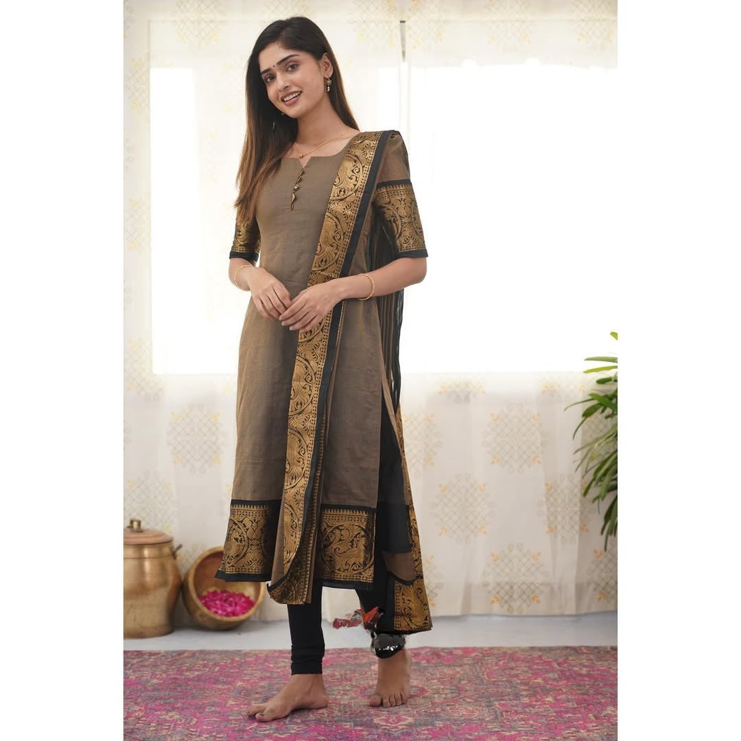 Stylish Grey Cotton Kurti with Black Border – Comfort Meets Class.