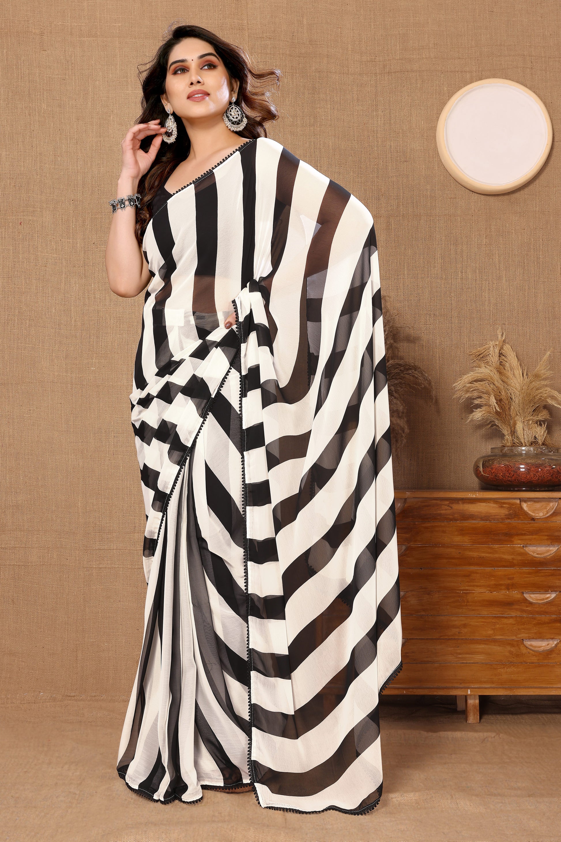 Casual Wear Ready to Wear Saree – Printed Georgette, Hassle-Free Draping