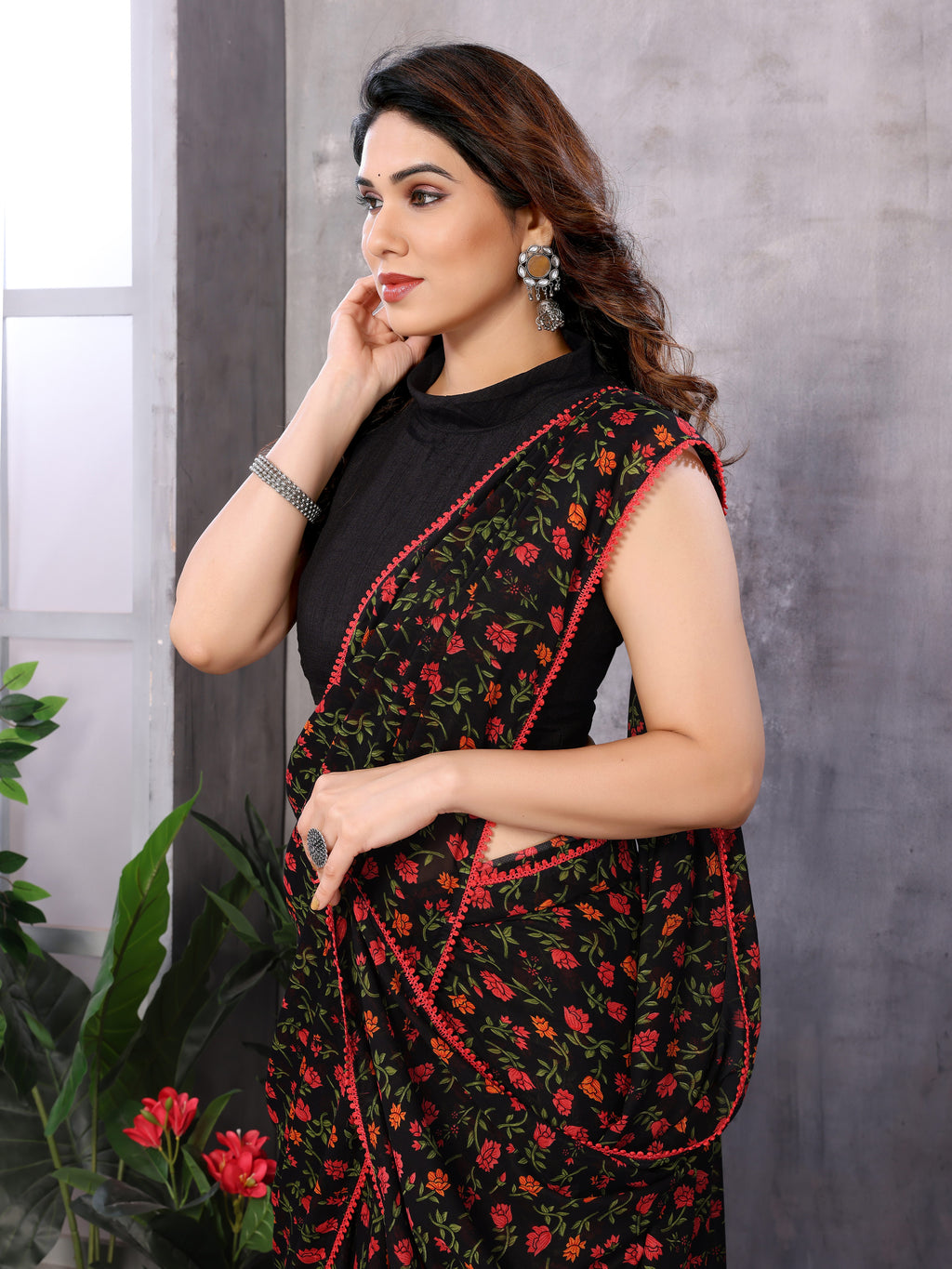 Easy to Wear Printed Georgette Saree – Pre-Stitched Daily Look Saree