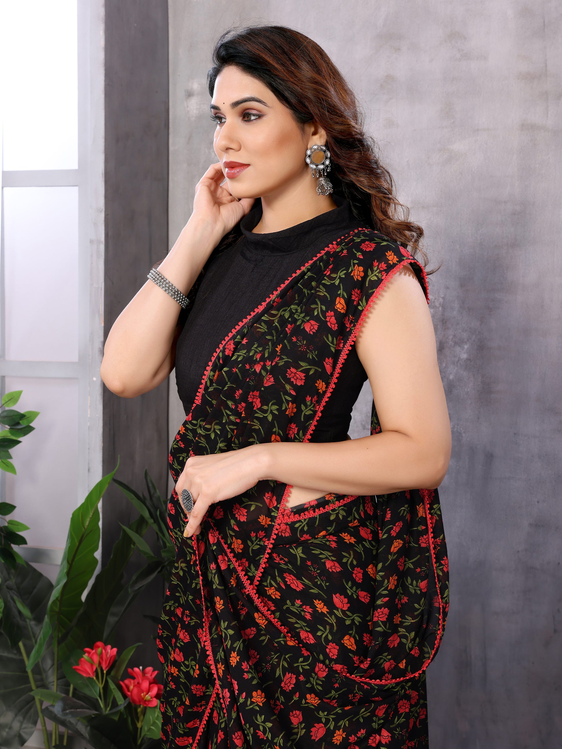Easy to Wear Printed Georgette Saree – Pre-Stitched Daily Look Saree