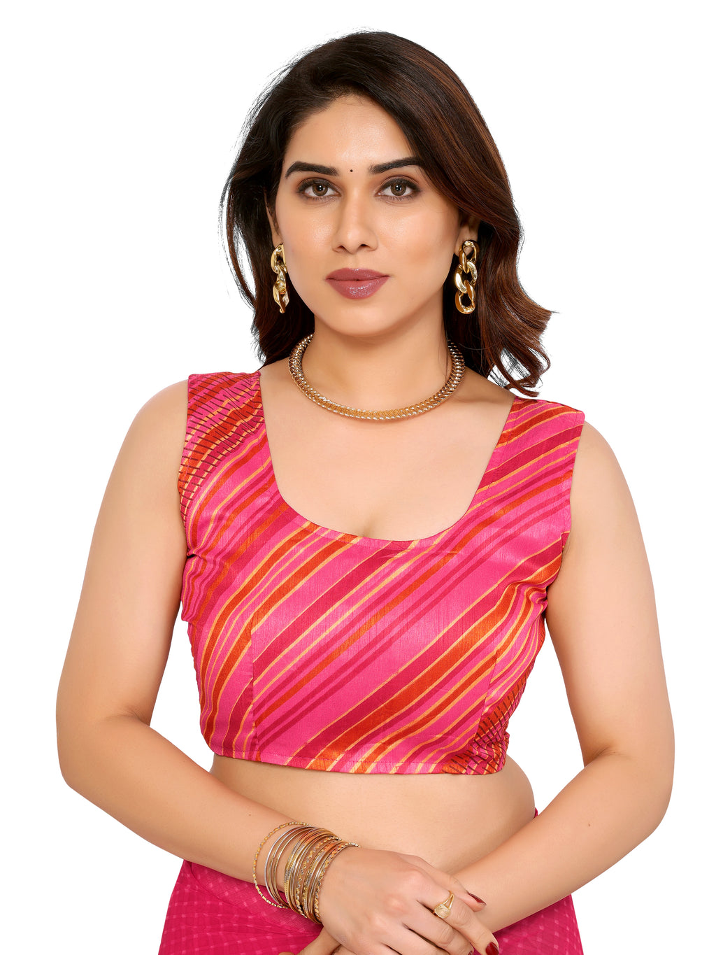 Ready to Wear Pink Color Printed Georgette Saree with Lace