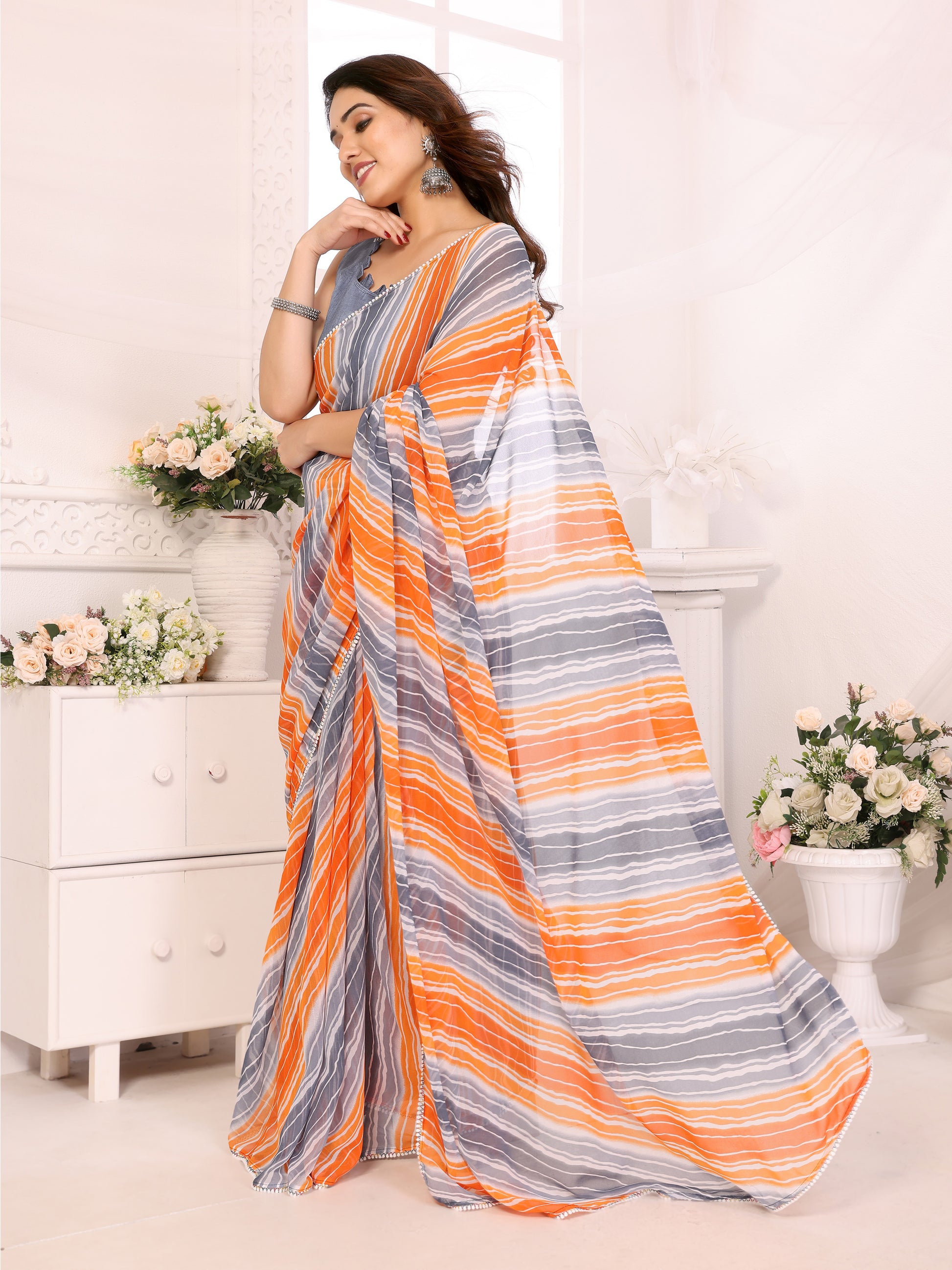 Pre-Stitched Georgette Saree  Ready to Wear Daily Printed Saree