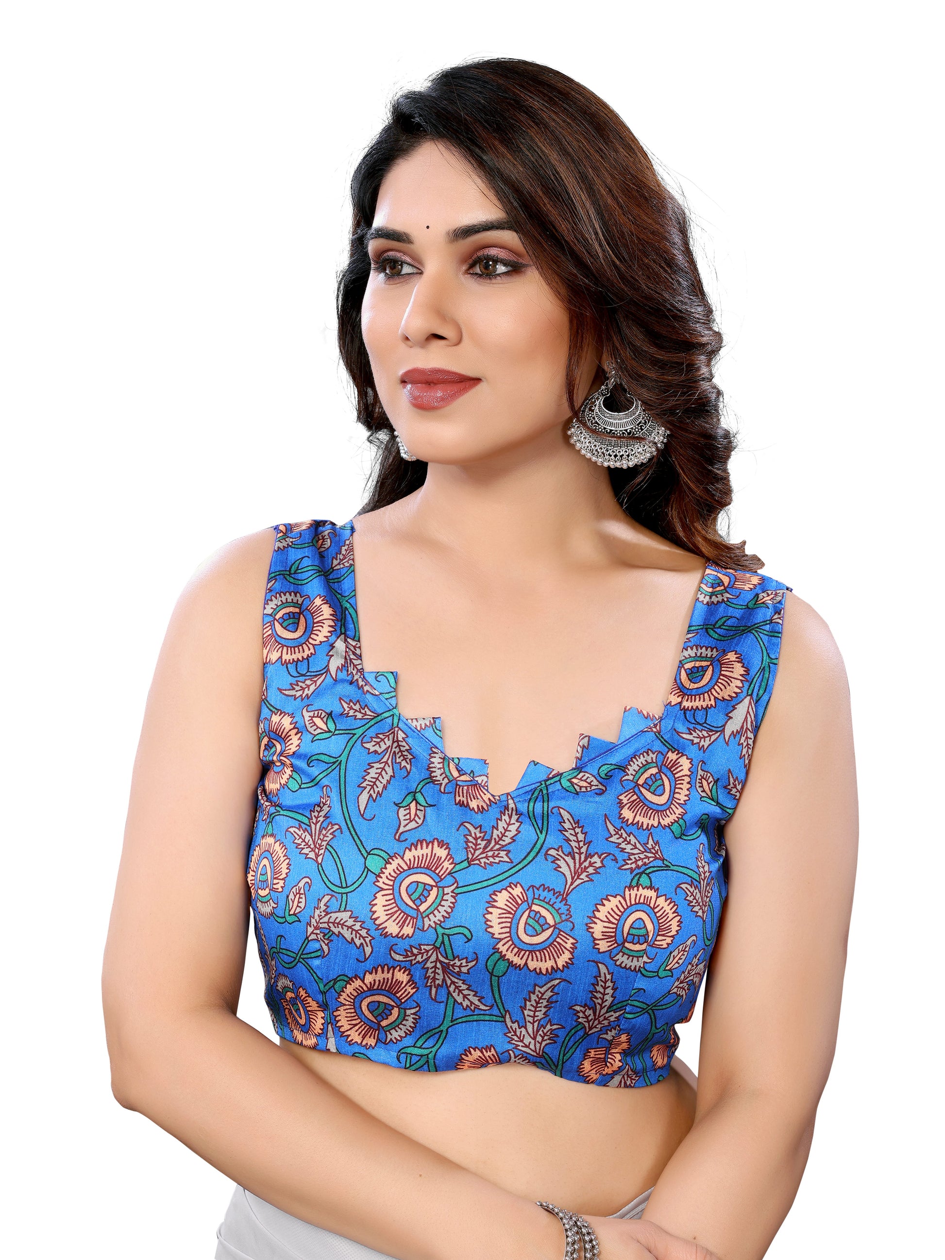 Ready to Wear Blue Color Printed Georgette Saree with Lace