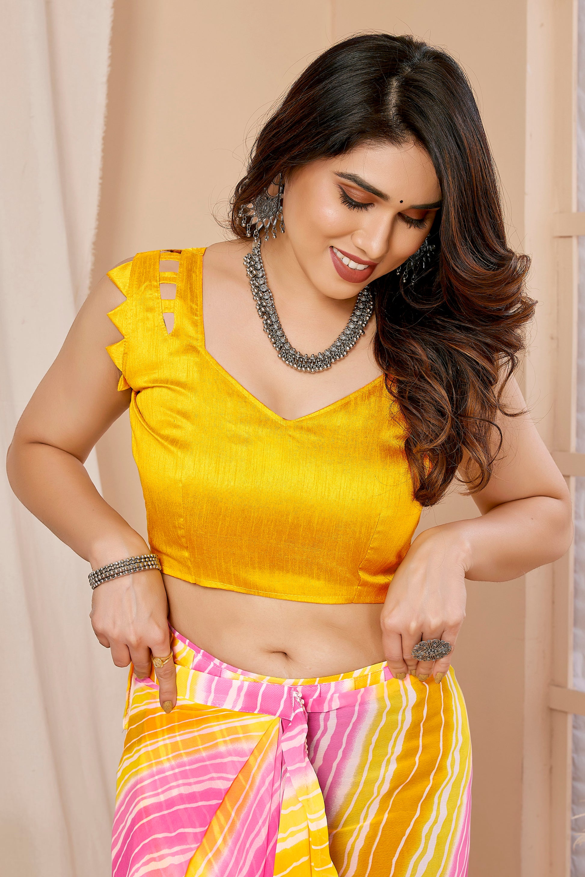 Easy Draping Georgette Saree – Printed Ready to Wear for Daily Comfort