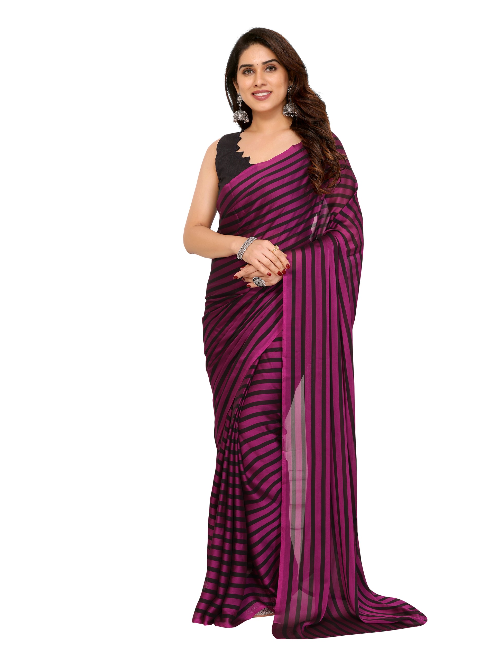 Pre-Stitched Printed Saree in Georgette – Ideal for Daily and Office Look
