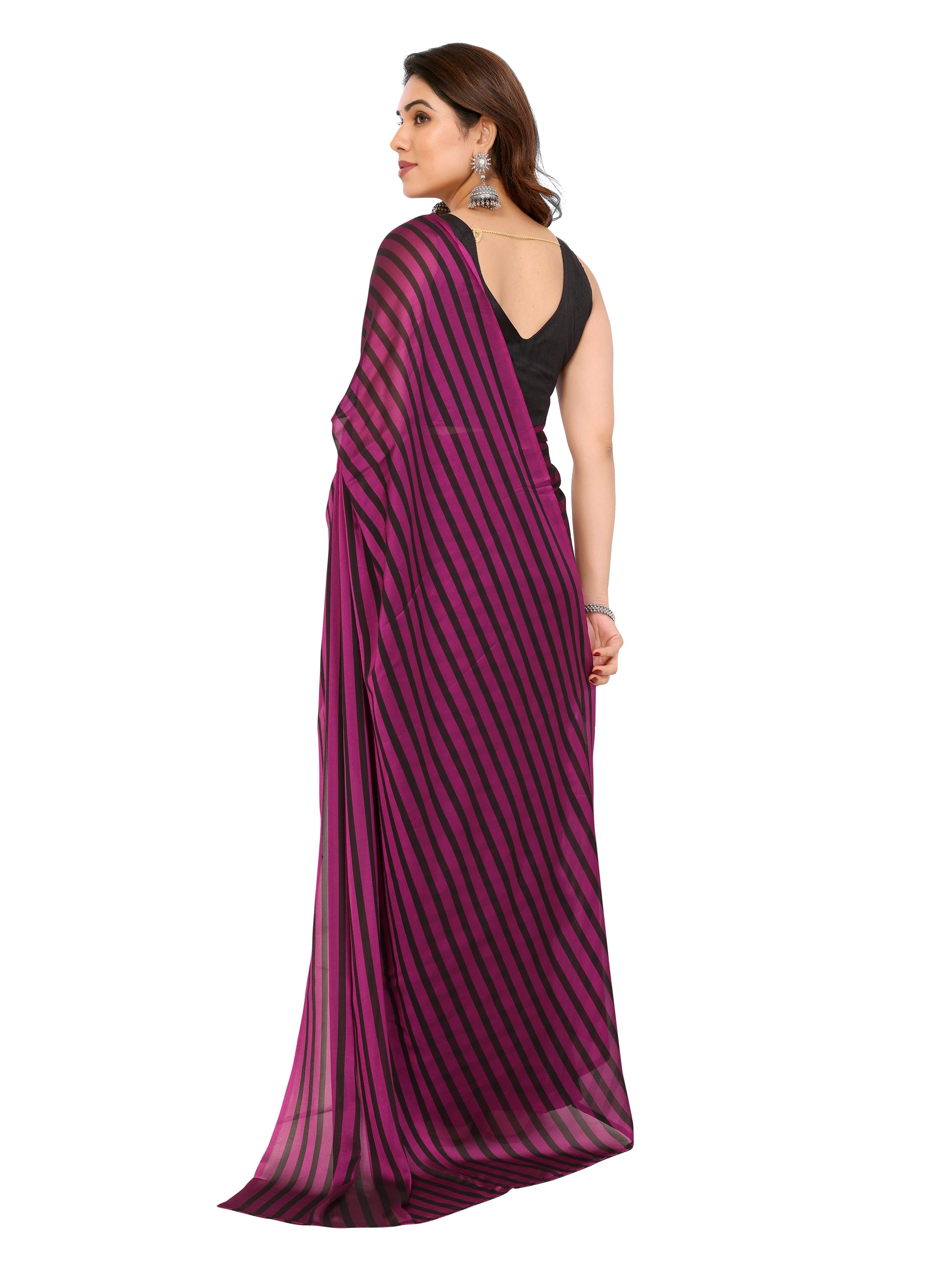Pre-Stitched Printed Saree in Georgette – Ideal for Daily and Office Look