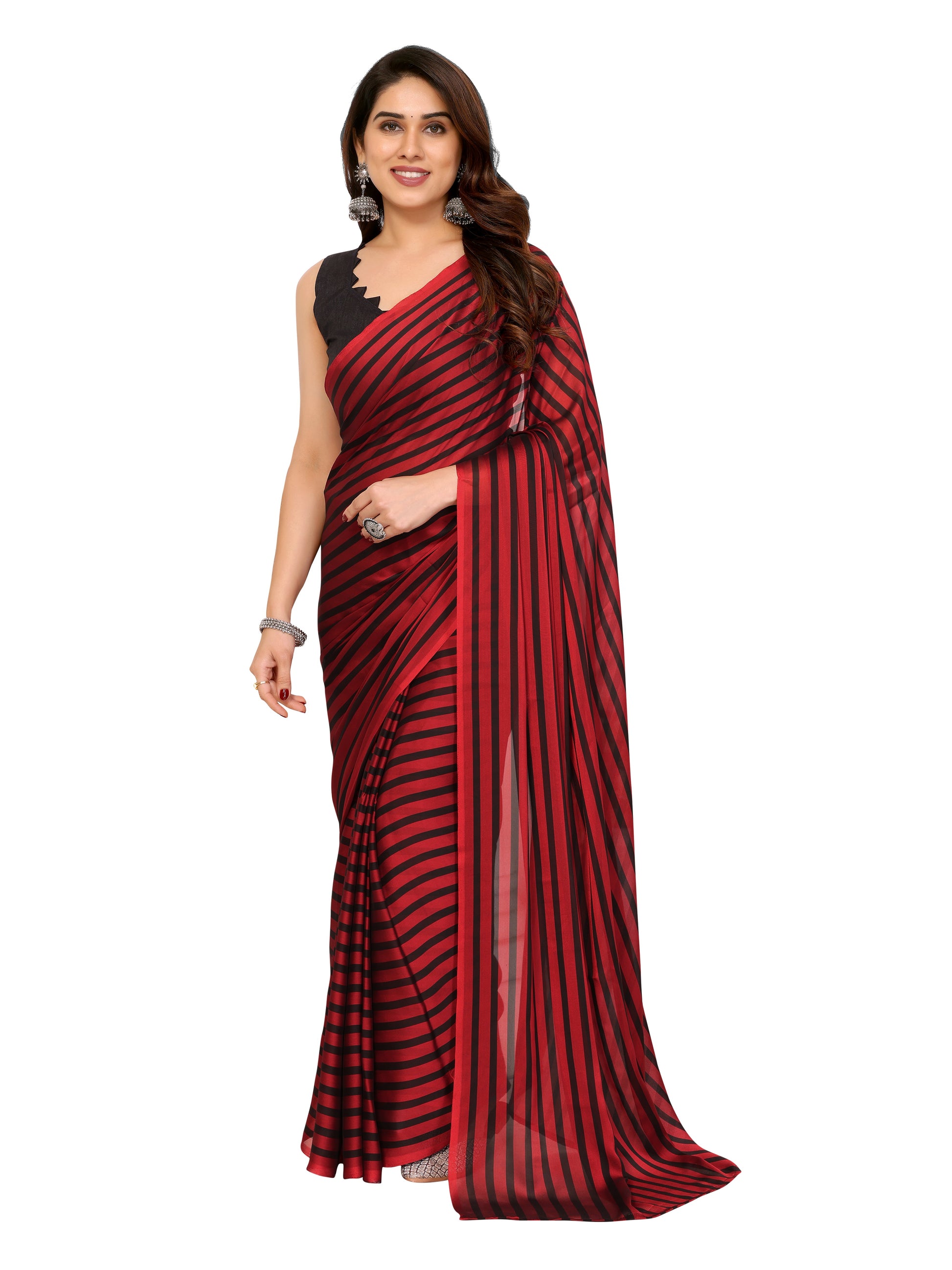 Pre-Stitched Printed Saree in Georgette – Ideal for Daily and Office Look