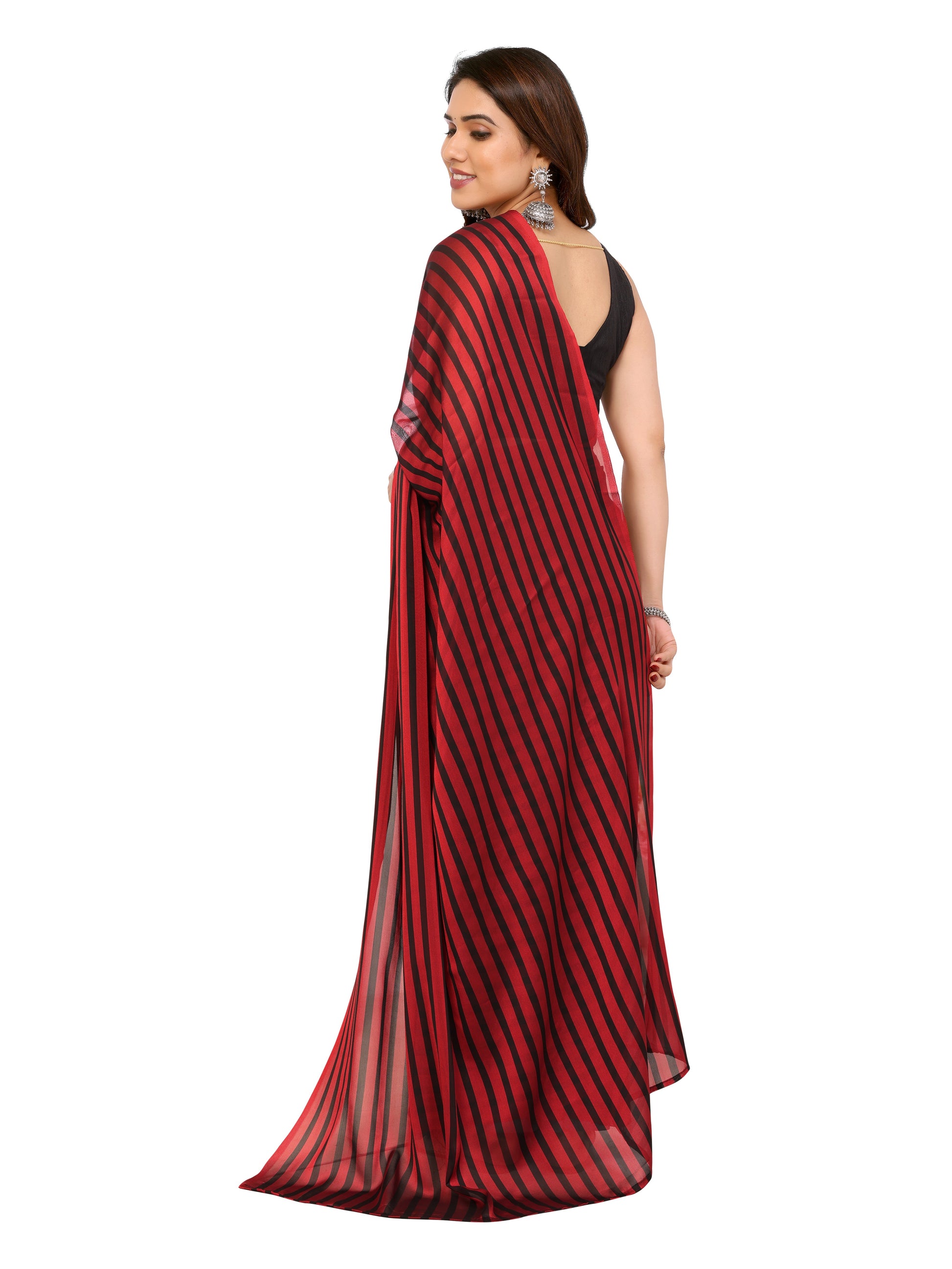 Pre-Stitched Printed Saree in Georgette – Ideal for Daily and Office Look