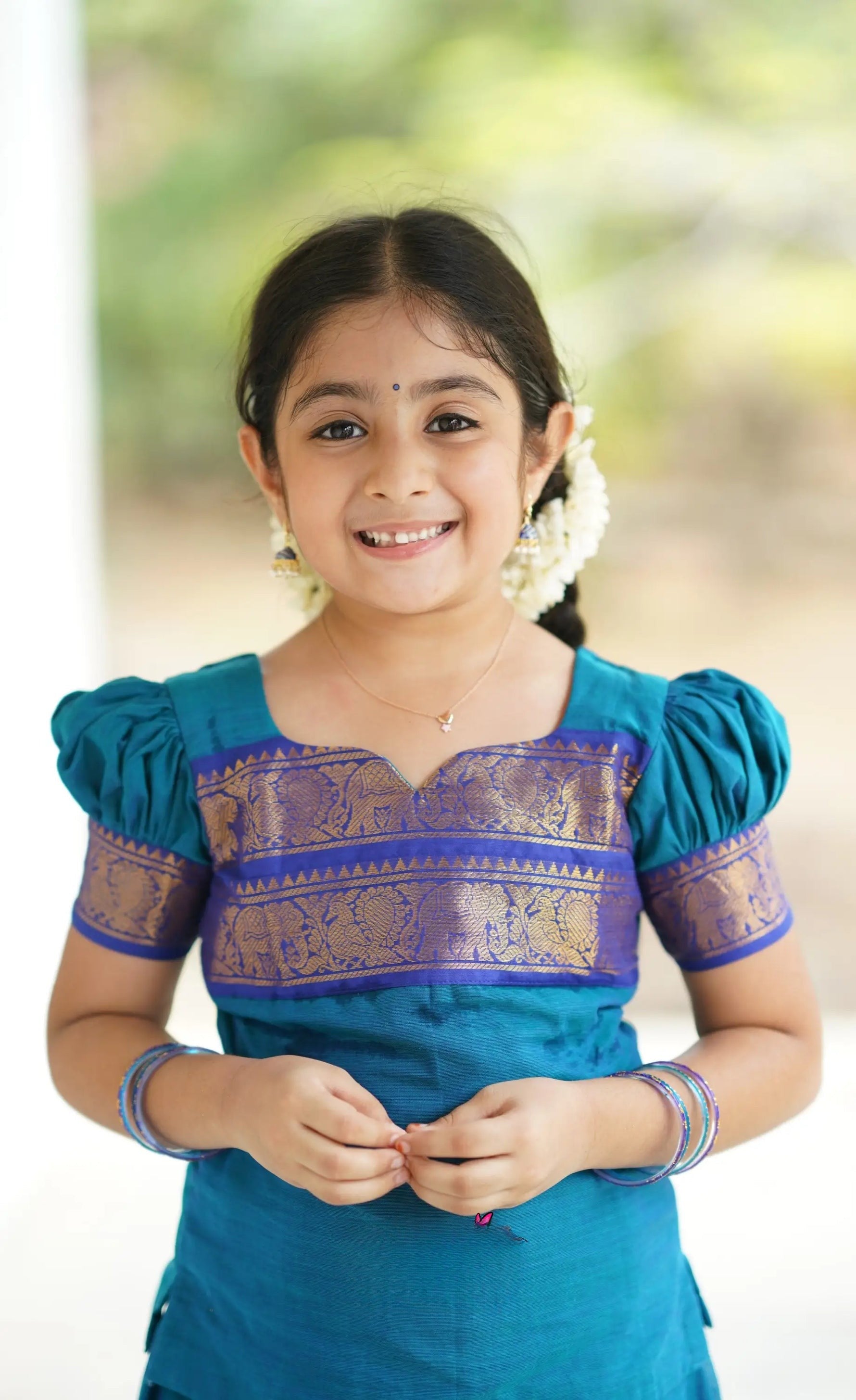 Perfect Cotton Blue Half Saree for Your Little Princess