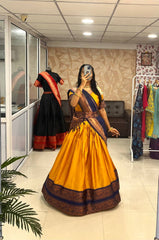 Golden Glow The Yellow Half Saree Elegance