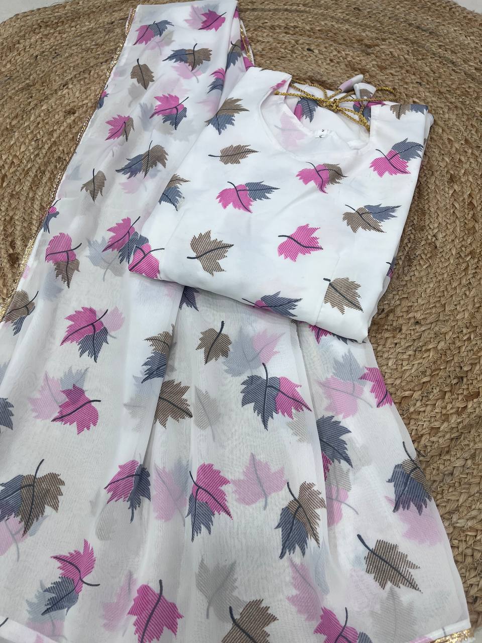 Awesome Fancy Trendy Flower Printed Georgette Anarkali Gown Set With Dupatta