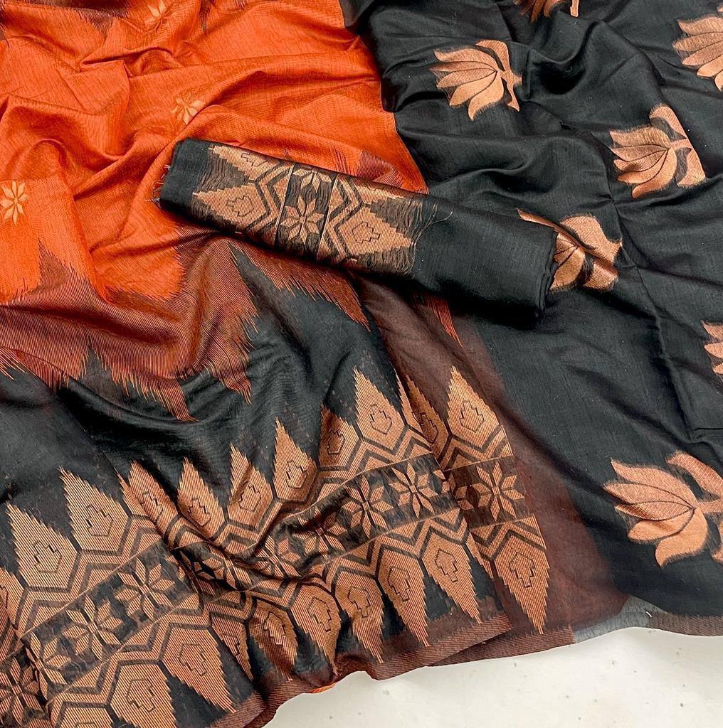 Elegant Jacquard Saree with Contrast Blouse