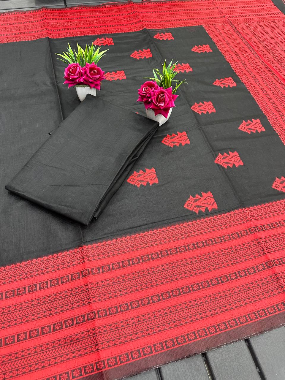 Handwoven Manipuri Soft Cotton Saree Festive Special with Running Blouse.