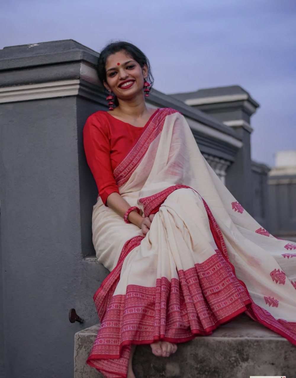 Handwoven Manipuri Soft Cotton Saree Festive Special with Running Blouse.