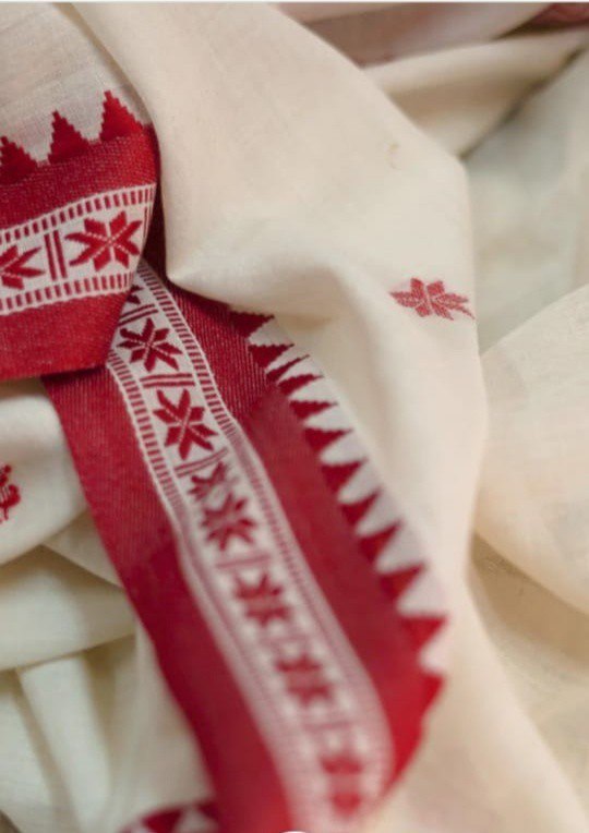 Soft Lilian Cotton Saree with Manipuri Thread work