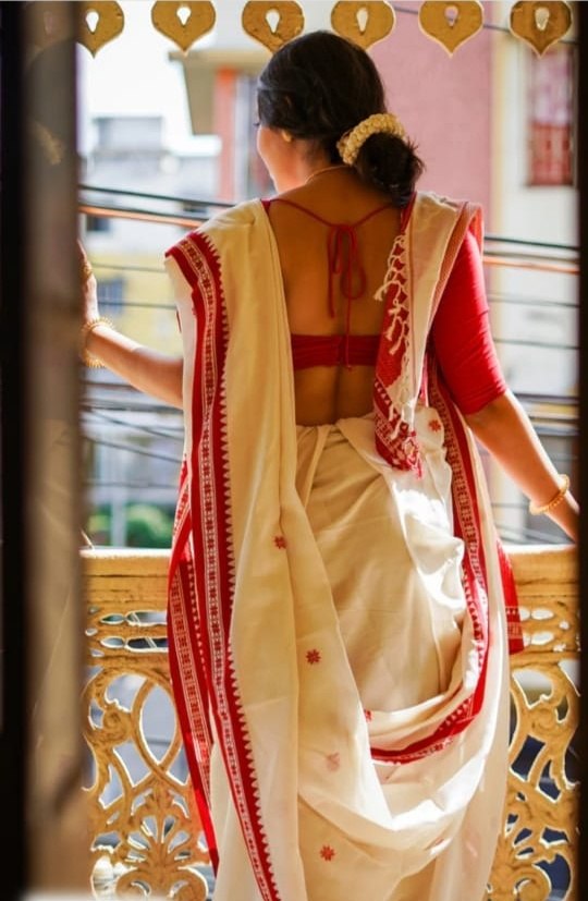 Soft Lilian Cotton Saree with Manipuri Thread work