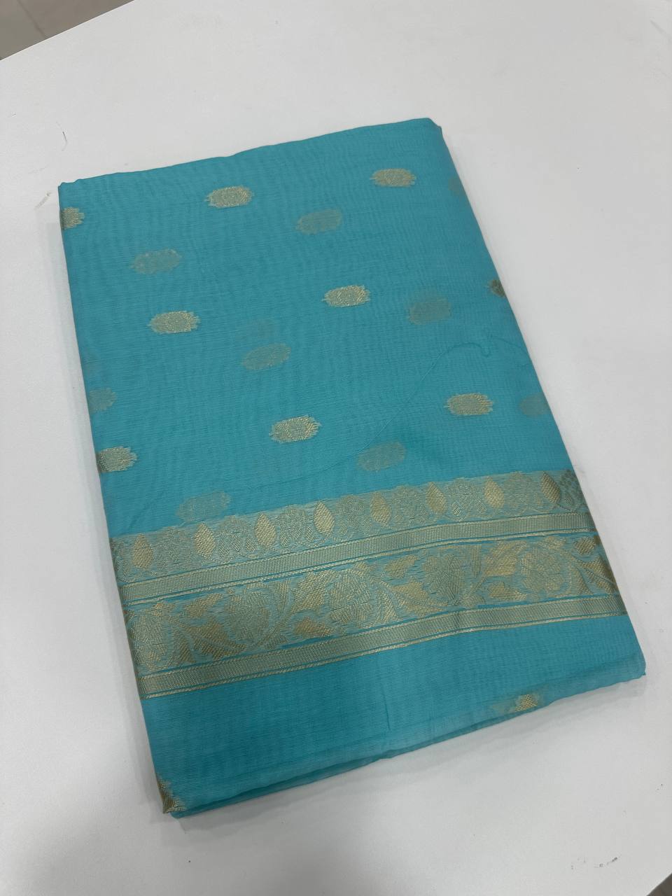 Lilaan Soft Slab Cotton Saree with Rich Weaving Blouse Elegant & Comfortable