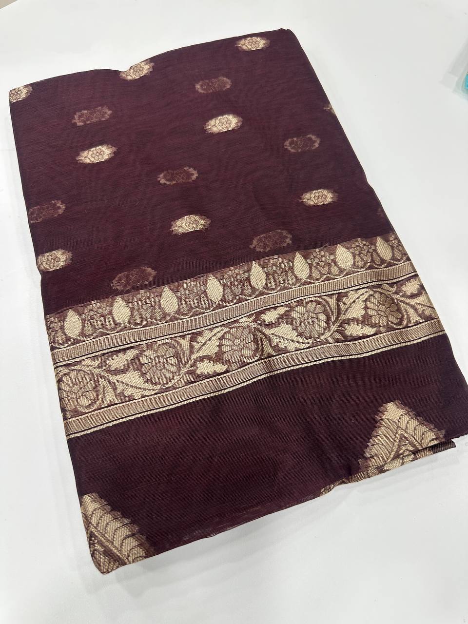 Lilaan Soft Slab Cotton Saree with Rich Weaving Blouse Elegant & Comfortable