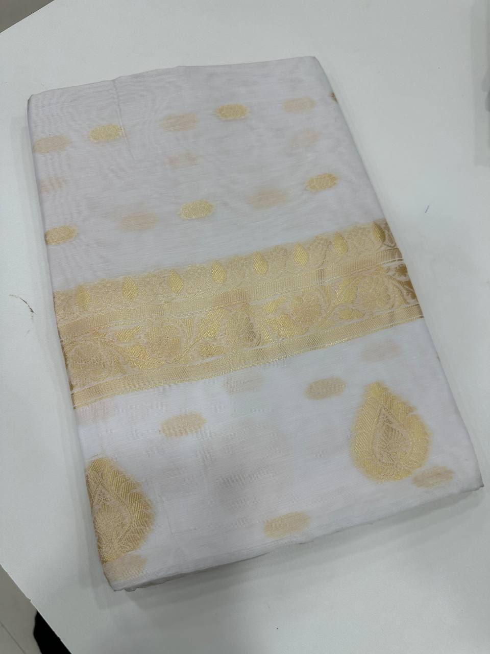 Lilaan Soft Slab Cotton Saree with Rich Weaving Blouse Elegant & Comfortable