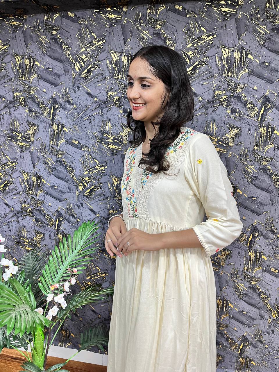 New Premium Beautiful Rayon Designer Traditional Midi Gown And Embroidery Work