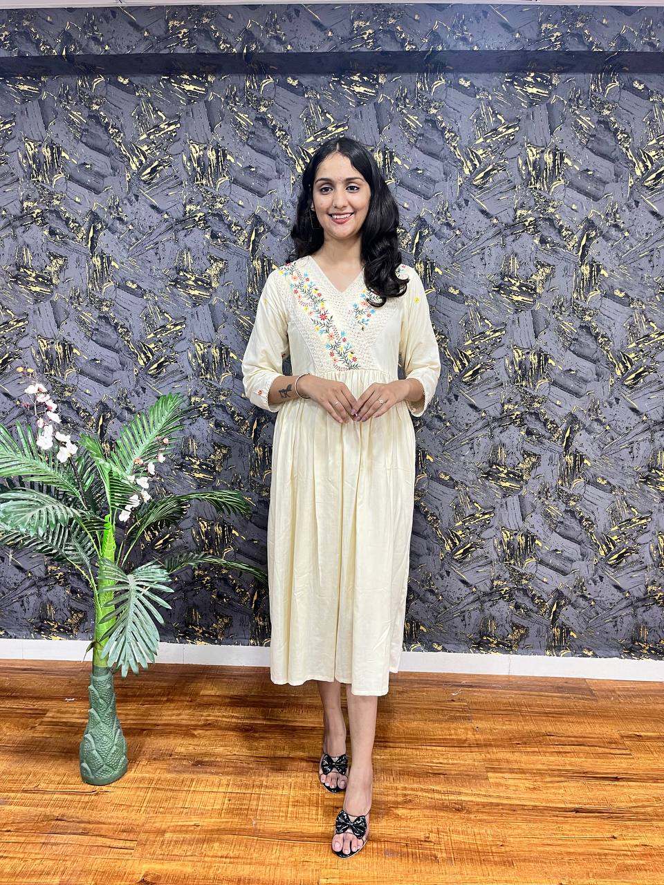 New Premium Beautiful Rayon Designer Traditional Midi Gown And Embroidery Work