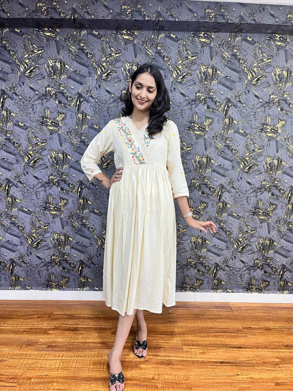 New Premium Beautiful Rayon Designer Traditional Midi Gown And Embroidery Work