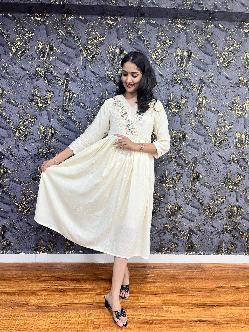 New Premium Beautiful Rayon Designer Traditional Midi Gown And Embroidery Work