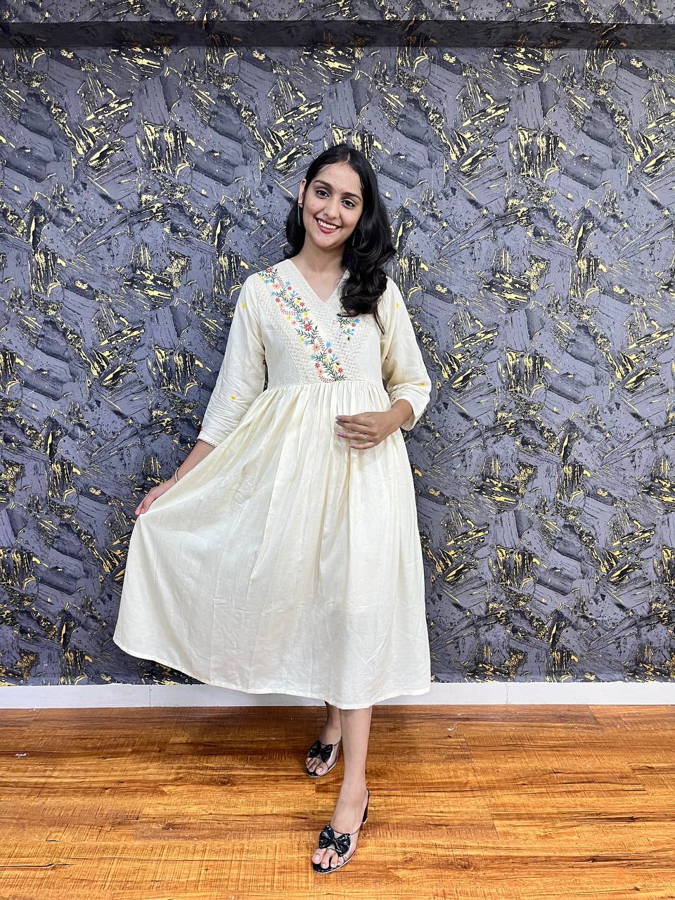New Premium Beautiful Rayon Designer Traditional Midi Gown And Embroidery Work