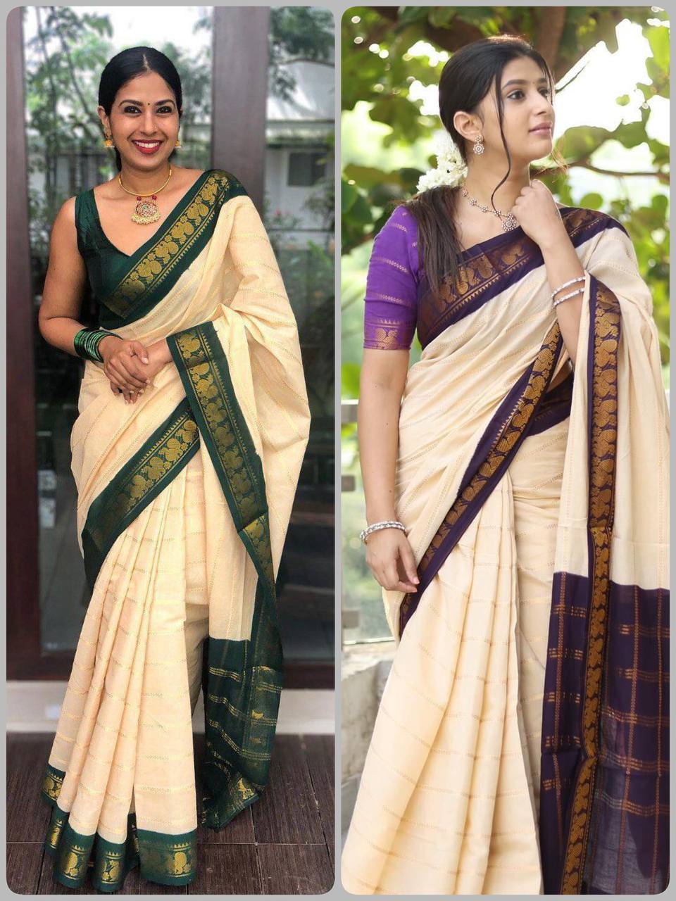 Beautiful Art Silk Jacquard Border Saree With Unstitched Running Blouse