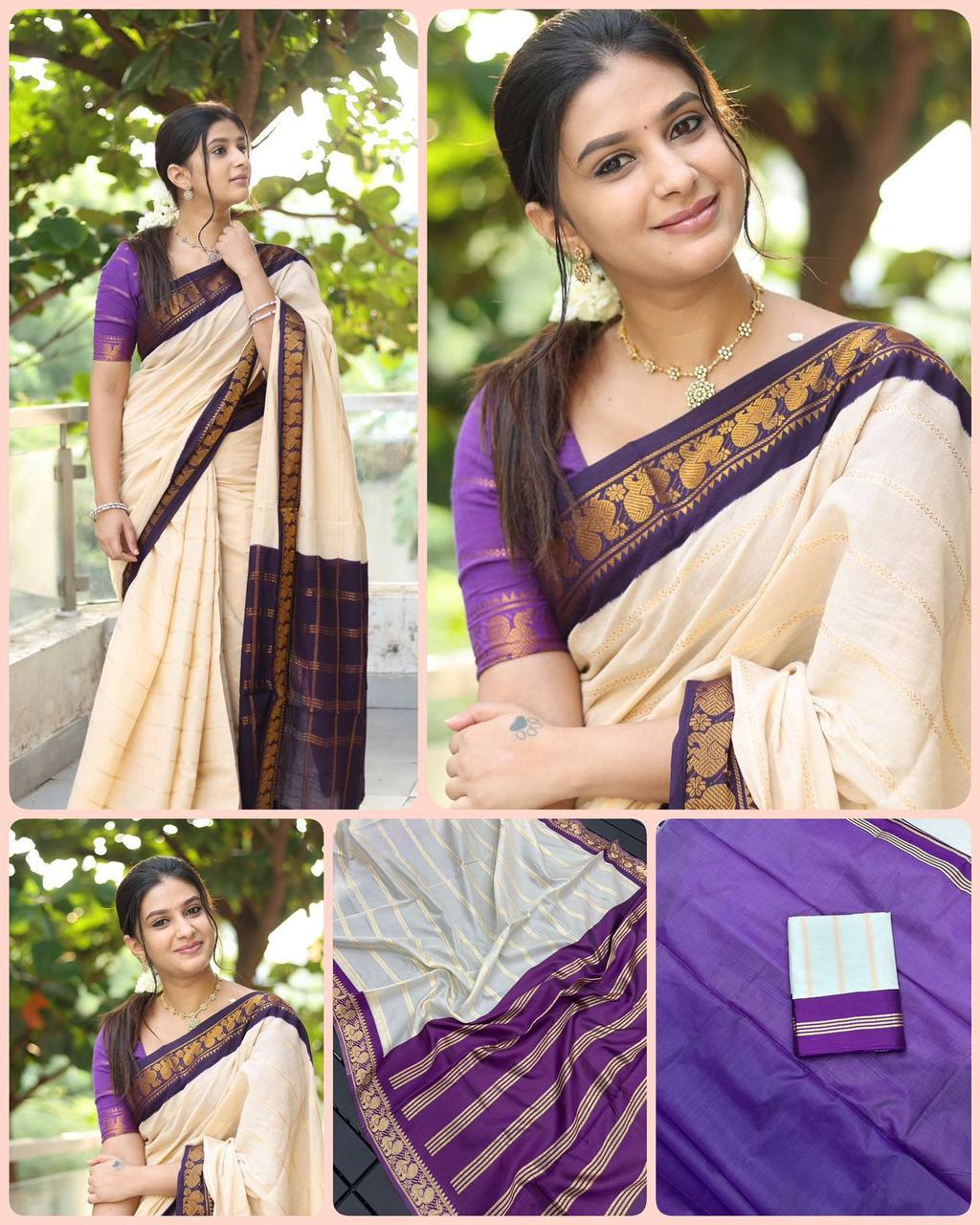 Beautiful Art Silk Jacquard Border Saree With Unstitched Running Blouse