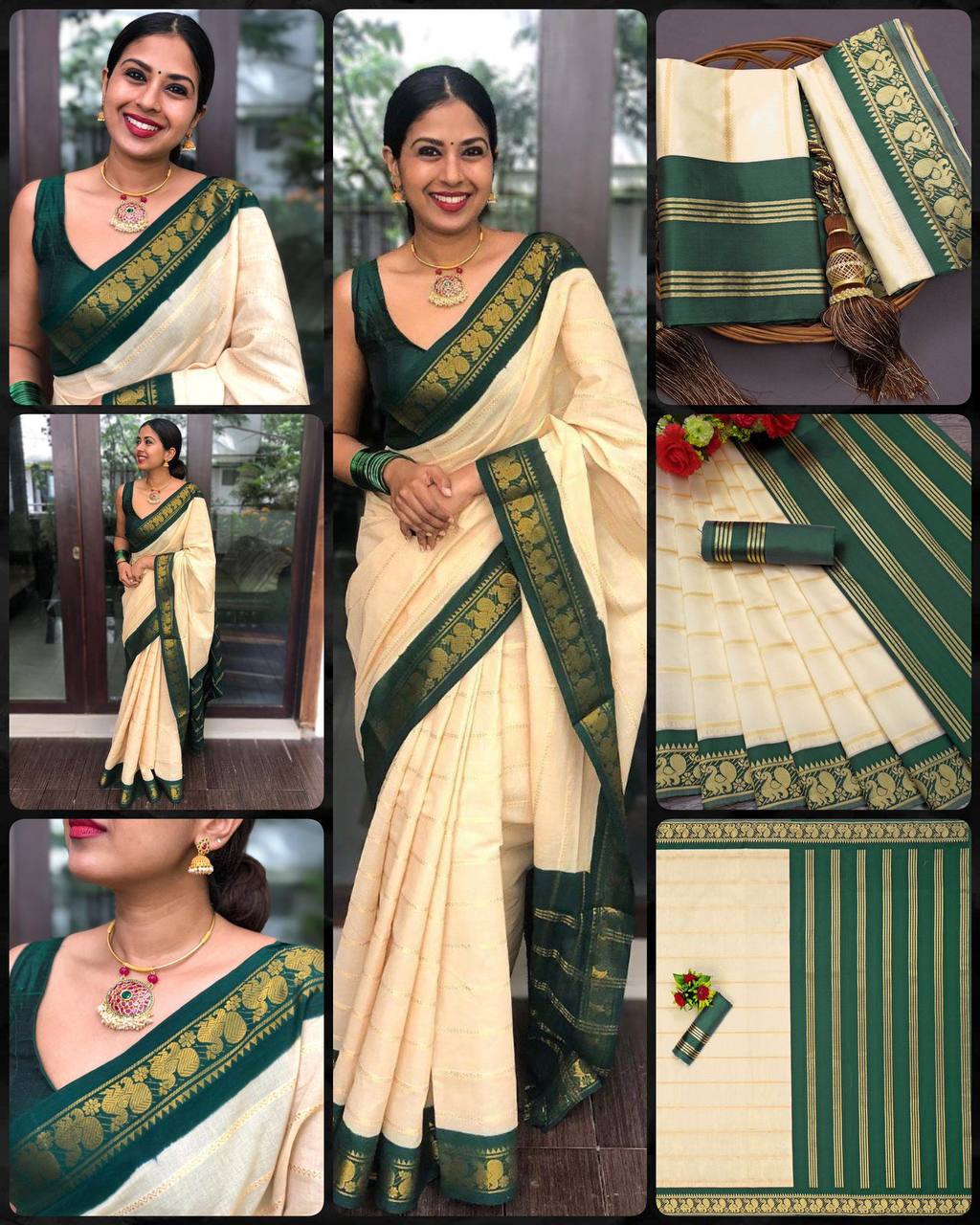 Beautiful Art Silk Jacquard Border Saree With Unstitched Running Blouse