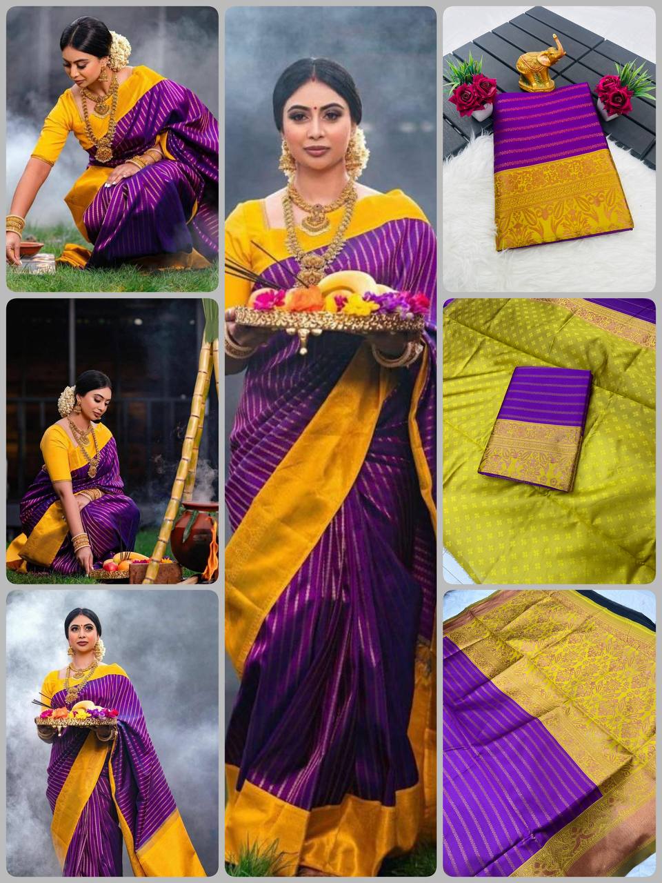 Beautiful Art Silk Jacquard Border Saree With Unstitched Running Blouse