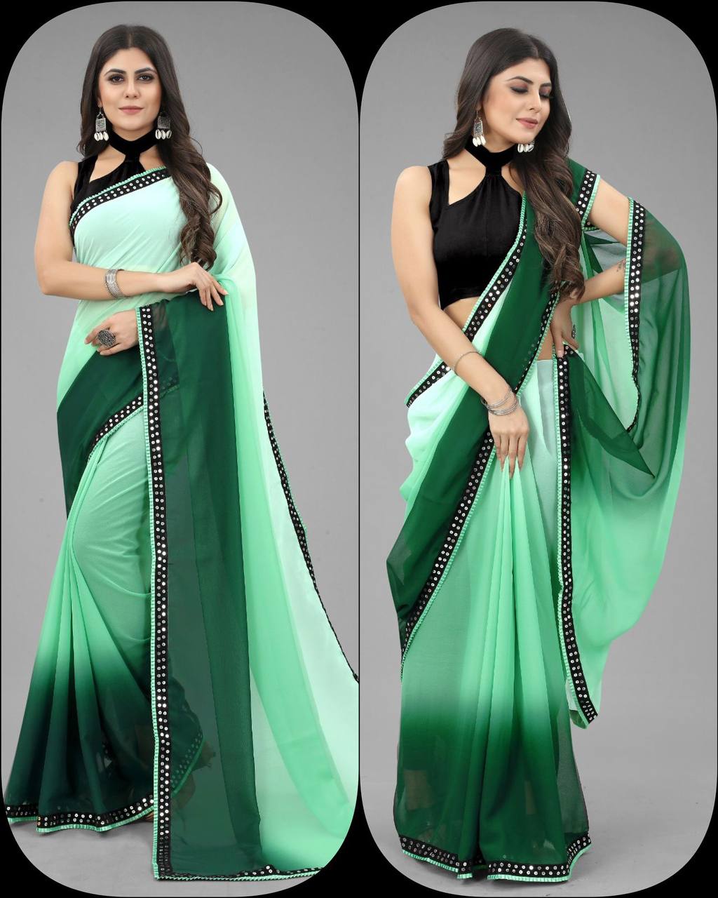 Pure Gorgette Two shaded with beautiful Sequence less Order with fancy stylised