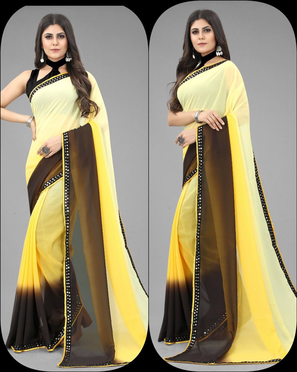 Pure Gorgette Two shaded with beautiful Sequence less Order with fancy stylised
