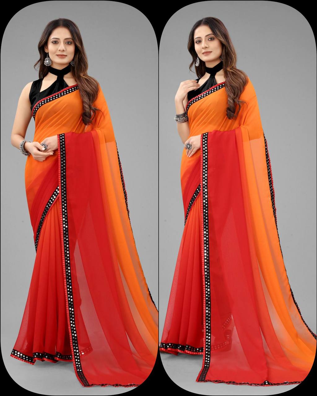 Pure Gorgette Two shaded with beautiful Sequence less Order with fancy stylised
