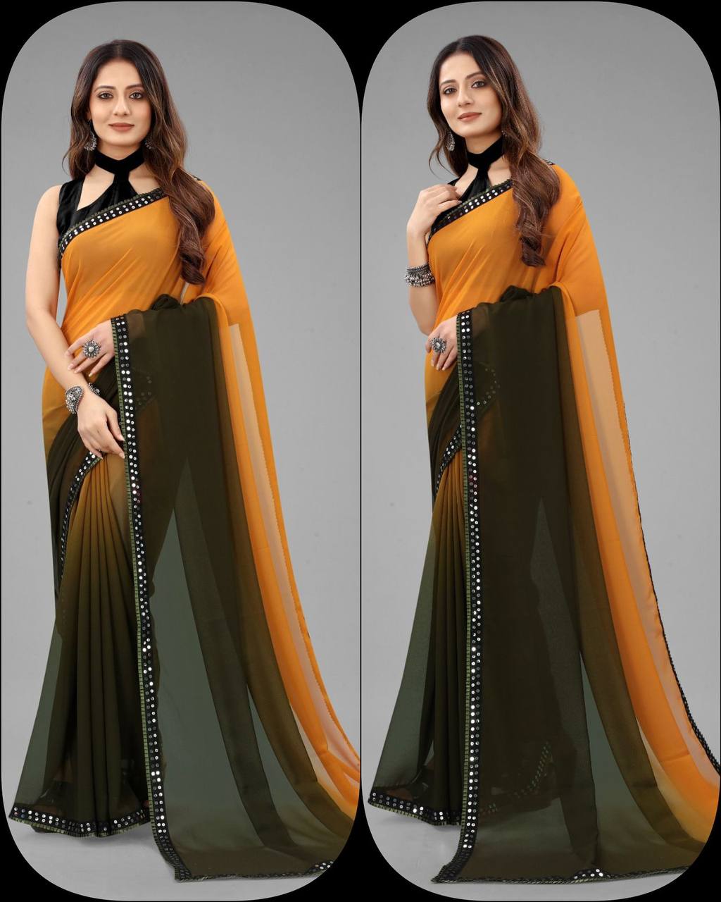 Pure Gorgette Two shaded with beautiful Sequence less Order with fancy stylised