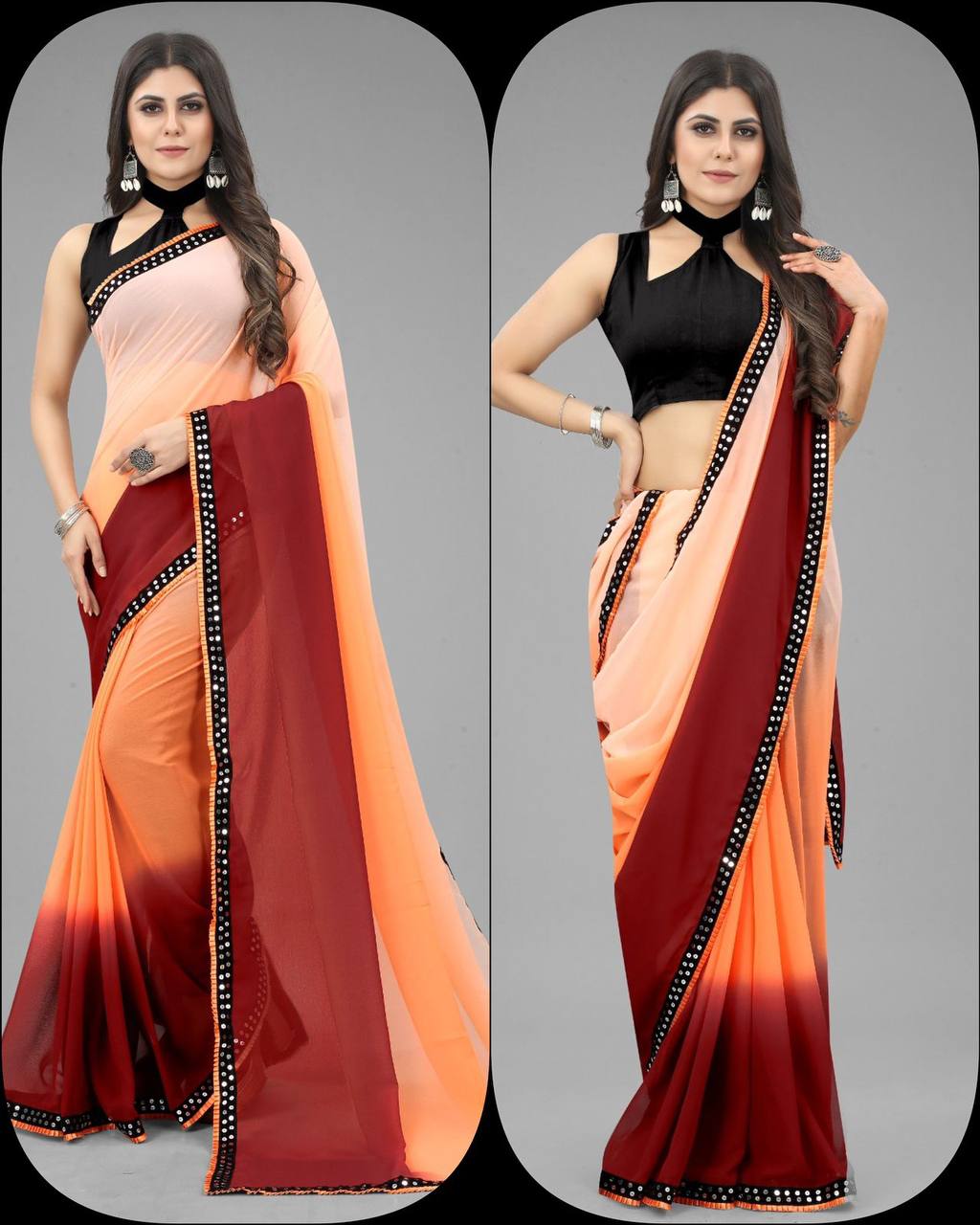 Pure Gorgette Two shaded with beautiful Sequence less Order with fancy stylised