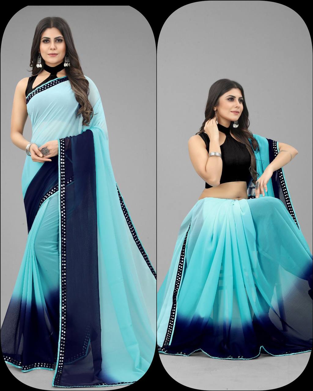 Pure Gorgette Two shaded with beautiful Sequence less Order with fancy stylised